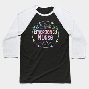 Emergency Nurse cute floral watercolor Baseball T-Shirt